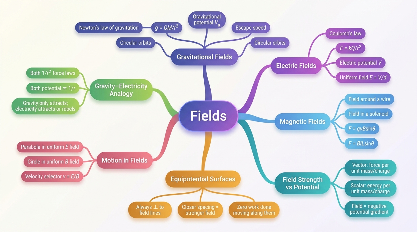 Mind map of Fields centred on Fields.